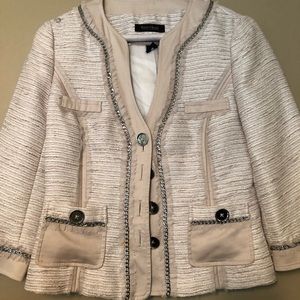 Beautiful jacket in linen color with satin trim,
